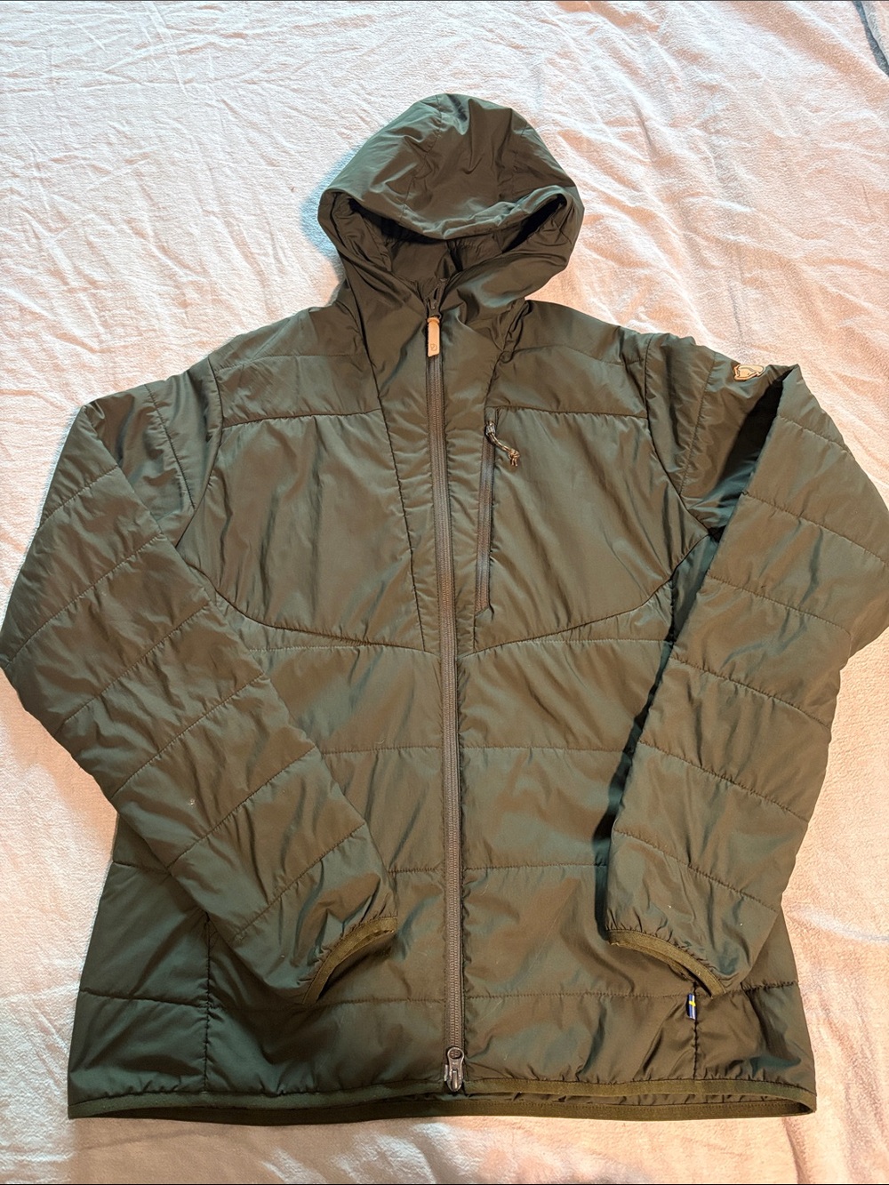 Fjallraven Keb Padded Olive Green Hooded Puffer Jacket